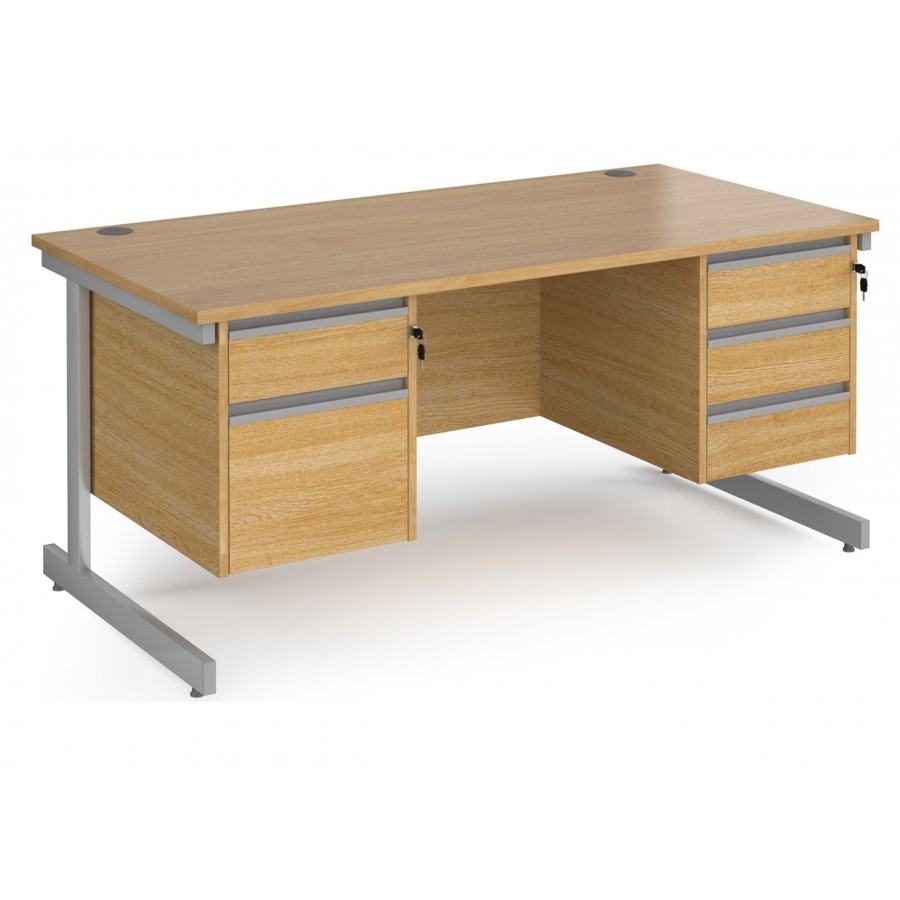 Harlow Straight Desk with Two and Three Drawer Pedestals